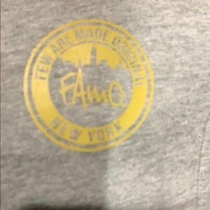 Grey famo joggers with gold lettering